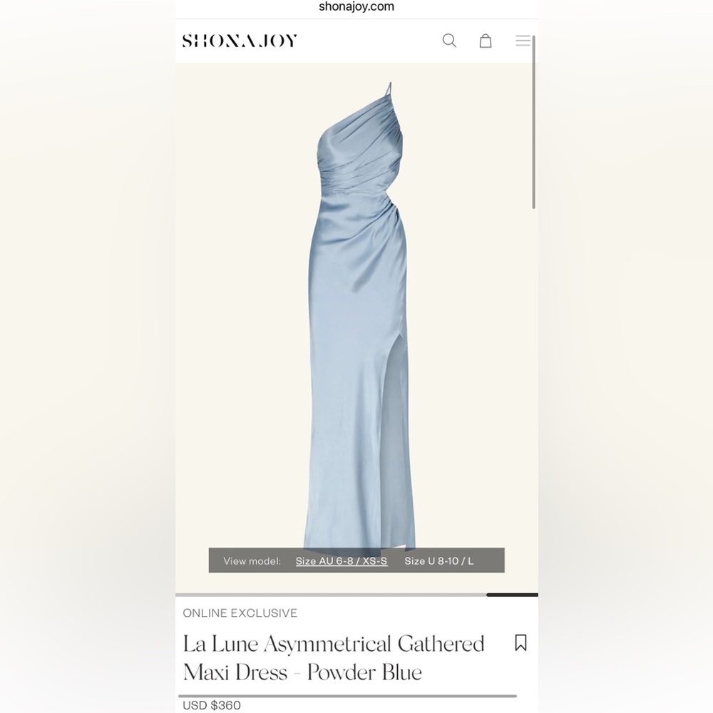 Brand New Shona Joy La Lune Asymmetrical Gathered Maxi Dress - Blue, size 6